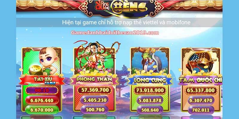 Vương quốc xèng chỉ hỗ trợ thanh toán bằng thẻ Viettel và mobifone