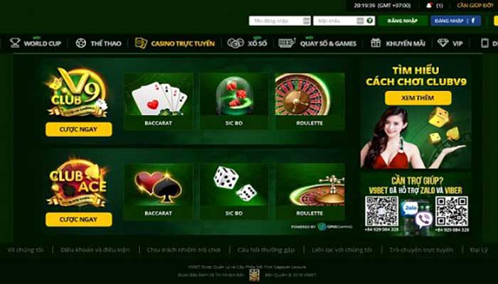 Từng danh mục trò chơi được phân chia một cách rõ ràng từ trang chủ, thể thao, casino trực tuyến, casino keno cho đến trang khuyến mãi. Để phục vụ người chơi tại thị trường Việt Nam, V9bet đã hỗ trợ ngôn ngữ tiếng Việt để người chơi Việt có thể tham gia một cách dễ dàng. Đặc biệt, V9bet cũng có giao diện dành riêng cho điện thoại di động với các tính năng giống y với phiên bản trên máy tính, rất tiện lợi. 3, Hệ thống trò chơi, sản phẩm cá cược tại nhà cái V9bet Để phục vụ sở thích đa dạng của người chơi và số lượng truy cập ngày càng đông, V9bet gửi tới một kho trò chơi đa dạng với rất nhiều sản phẩm khác nhau. Tại đây người chơi sẽ được chìm đắm trong một thế giới trò chơi vô cùng hấp dẫn. Chỉ tính riêng trò Casino Slot & Casino Trực tuyến tại V9bet cũng đã được chia nhỏ thành hàng trăm dạng khác nhau với nhiều phương thức và nhiều thể loại chơi. Đặc biệt hơn cả là có những trò chỉ có tại nhà cái V9bet mà không một nhà cái nào có.