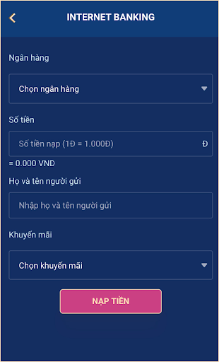 Phiếu thông tin nạp tiền Phiếu thông tin nạp tiền